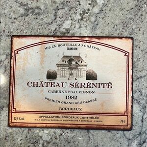 Home Wall Cabernet Sauvignon Wine Label Decor Metal Image 10 1/2” x 13 3/4” Art